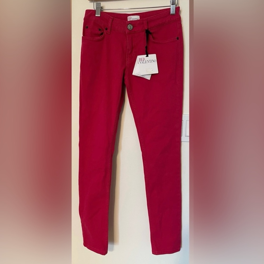 NWT Designer Red Valentino Cherry Denim Pants Size 26 Sku#78